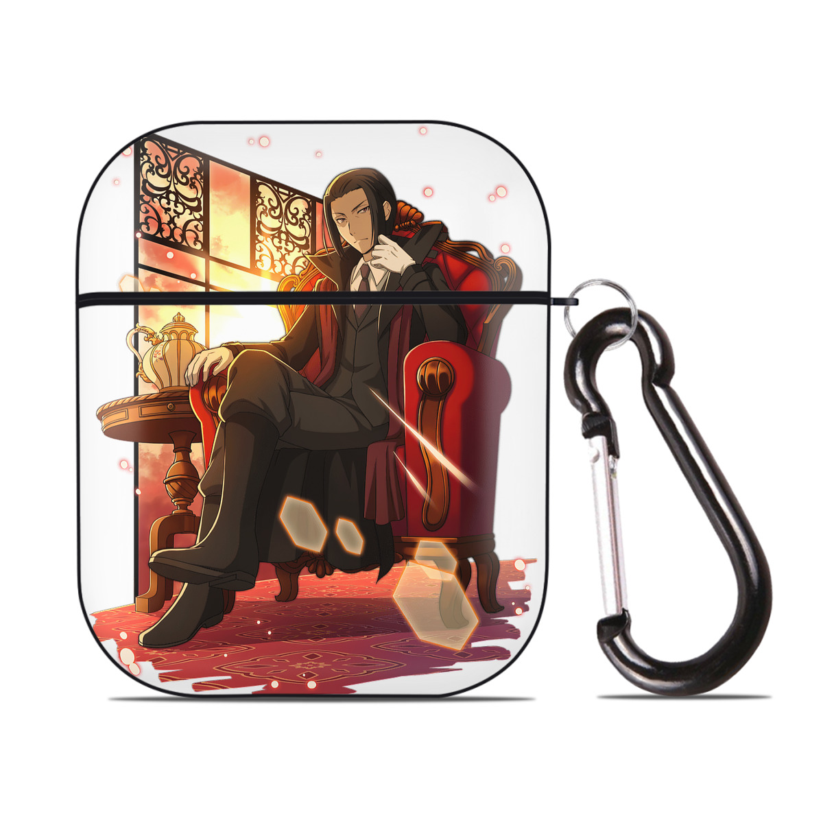（画像用） 文豪ストレイドッグス Bungo Stray Dogs AirPods 第2世代保護ケース ハードシェル ブラック 耐衝撃・防指紋・カラビナ付き