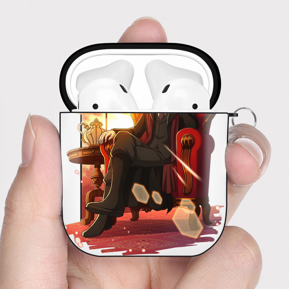 （画像用） 文豪ストレイドッグス Bungo Stray Dogs AirPods 第2世代保護ケース ハードシェル ブラック 耐衝撃・防指紋・カラビナ付き