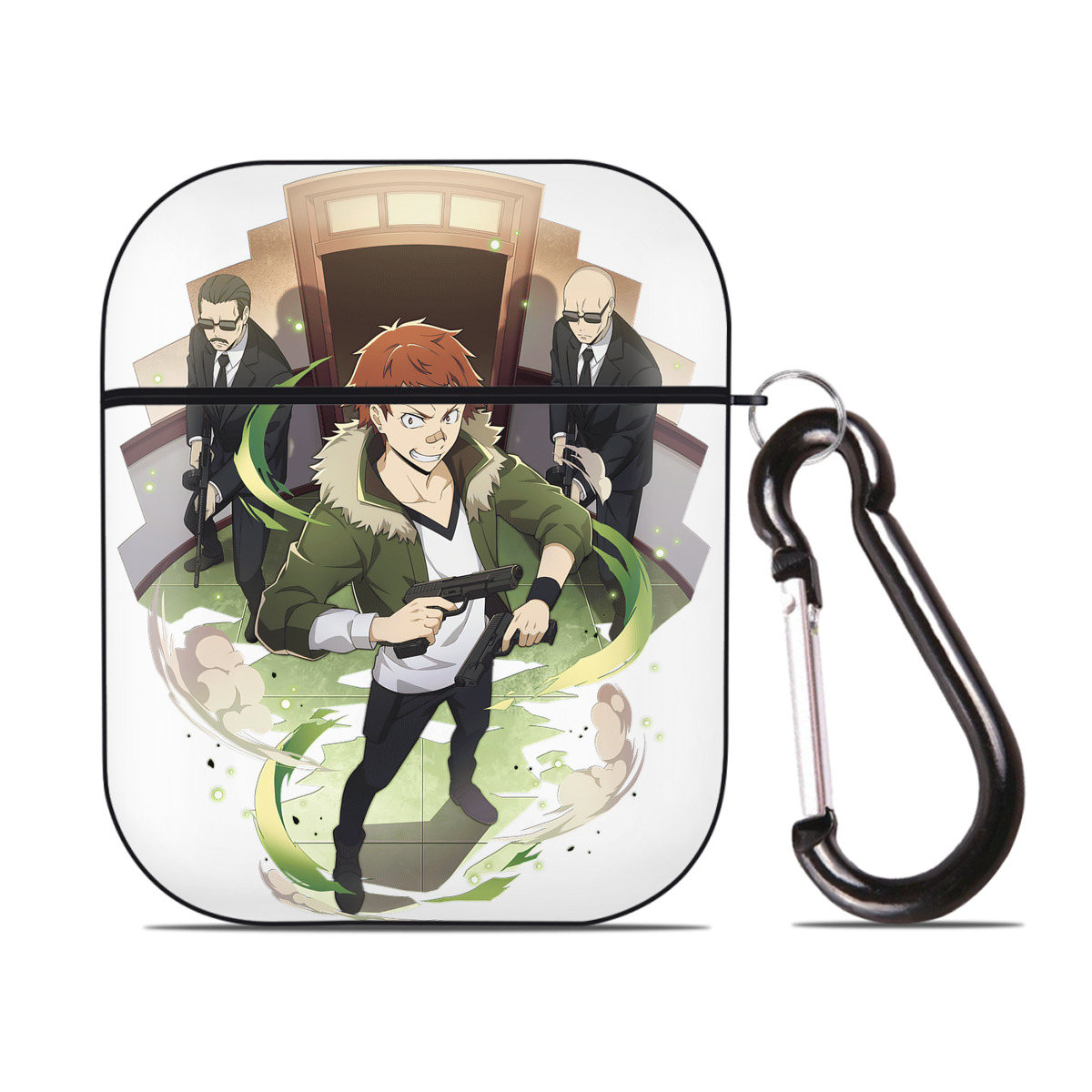 （画像用） 文豪ストレイドッグス Bungo Stray Dogs AirPods 第2世代保護ケース ハードシェル ブラック 耐衝撃・防指紋・カラビナ付き
