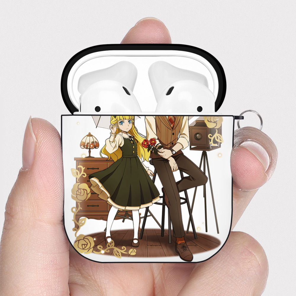 （画像用） 文豪ストレイドッグス Bungo Stray Dogs AirPods 第2世代保護ケース ハードシェル ブラック 耐衝撃・防指紋・カラビナ付き