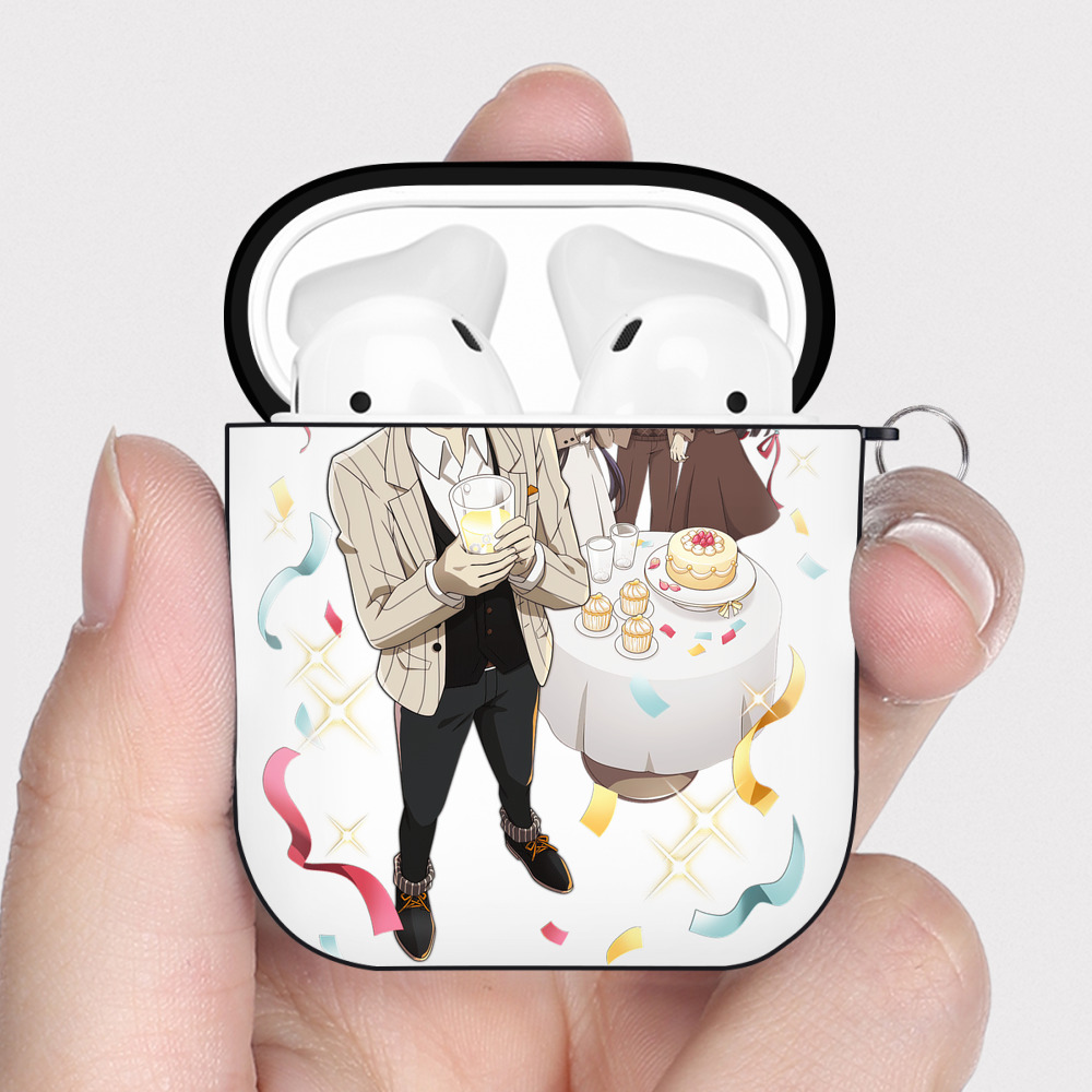 （画像用） 文豪ストレイドッグス Bungo Stray Dogs AirPods 第2世代保護ケース ハードシェル ブラック 耐衝撃・防指紋・カラビナ付き