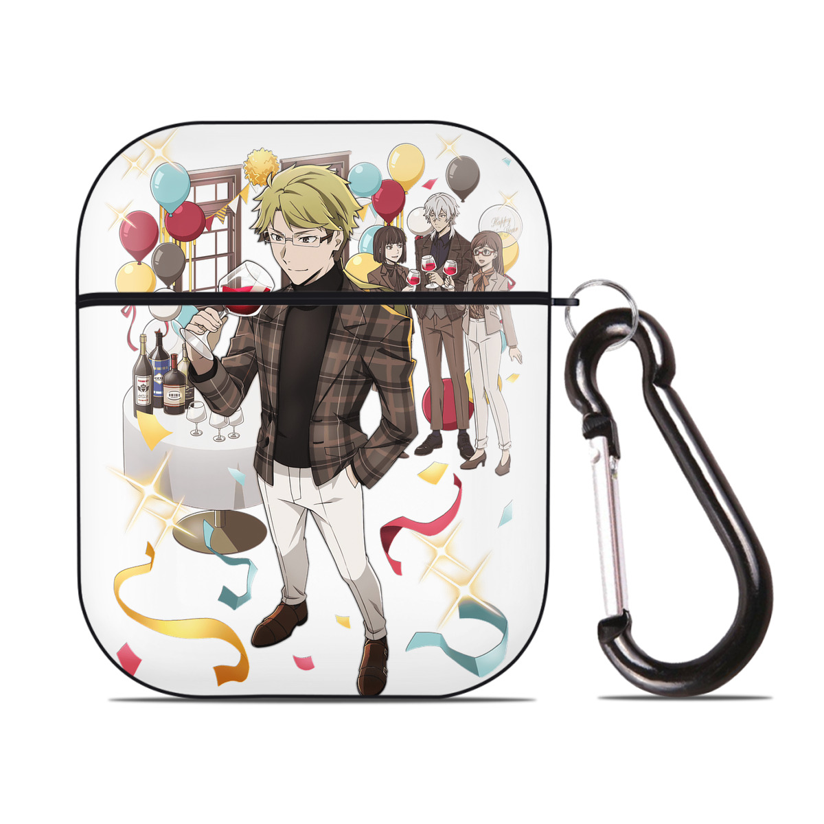 （画像用） 文豪ストレイドッグス Bungo Stray Dogs AirPods 第2世代保護ケース ハードシェル ブラック 耐衝撃・防指紋・カラビナ付き