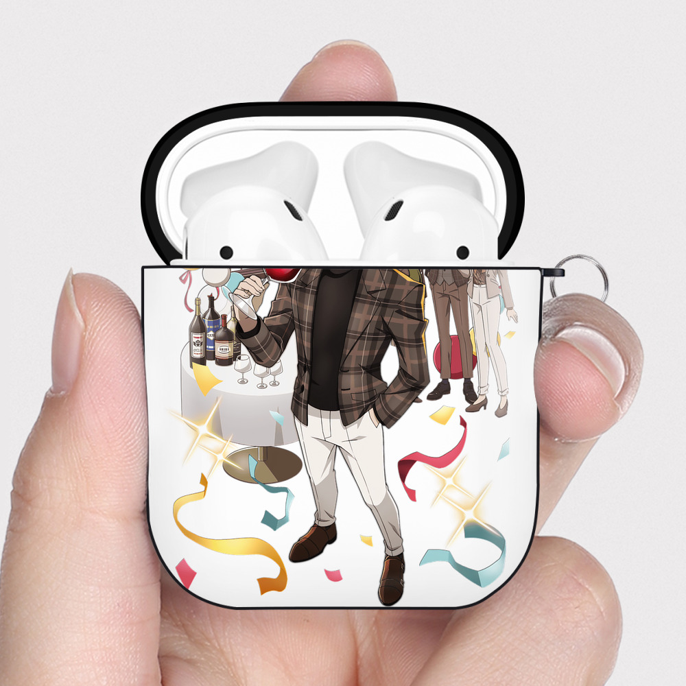 （画像用） 文豪ストレイドッグス Bungo Stray Dogs AirPods 第2世代保護ケース ハードシェル ブラック 耐衝撃・防指紋・カラビナ付き
