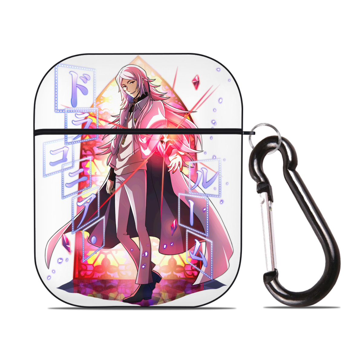 （画像用） 文豪ストレイドッグス Bungo Stray Dogs AirPods 第2世代保護ケース ハードシェル ブラック 耐衝撃・防指紋・カラビナ付き