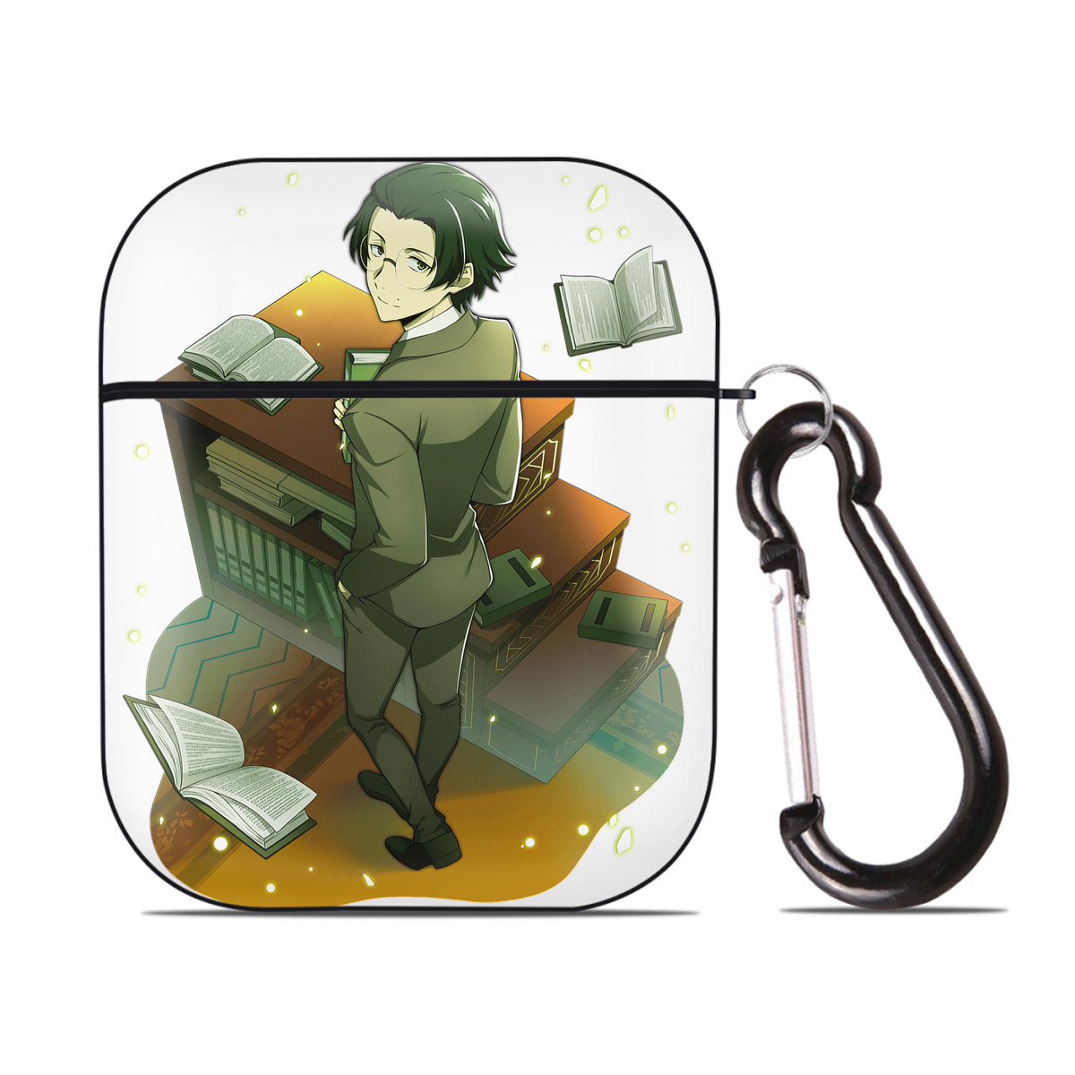 （画像用） 文豪ストレイドッグス Bungo Stray Dogs AirPods 第2世代保護ケース ハードシェル ブラック 耐衝撃・防指紋・カラビナ付き