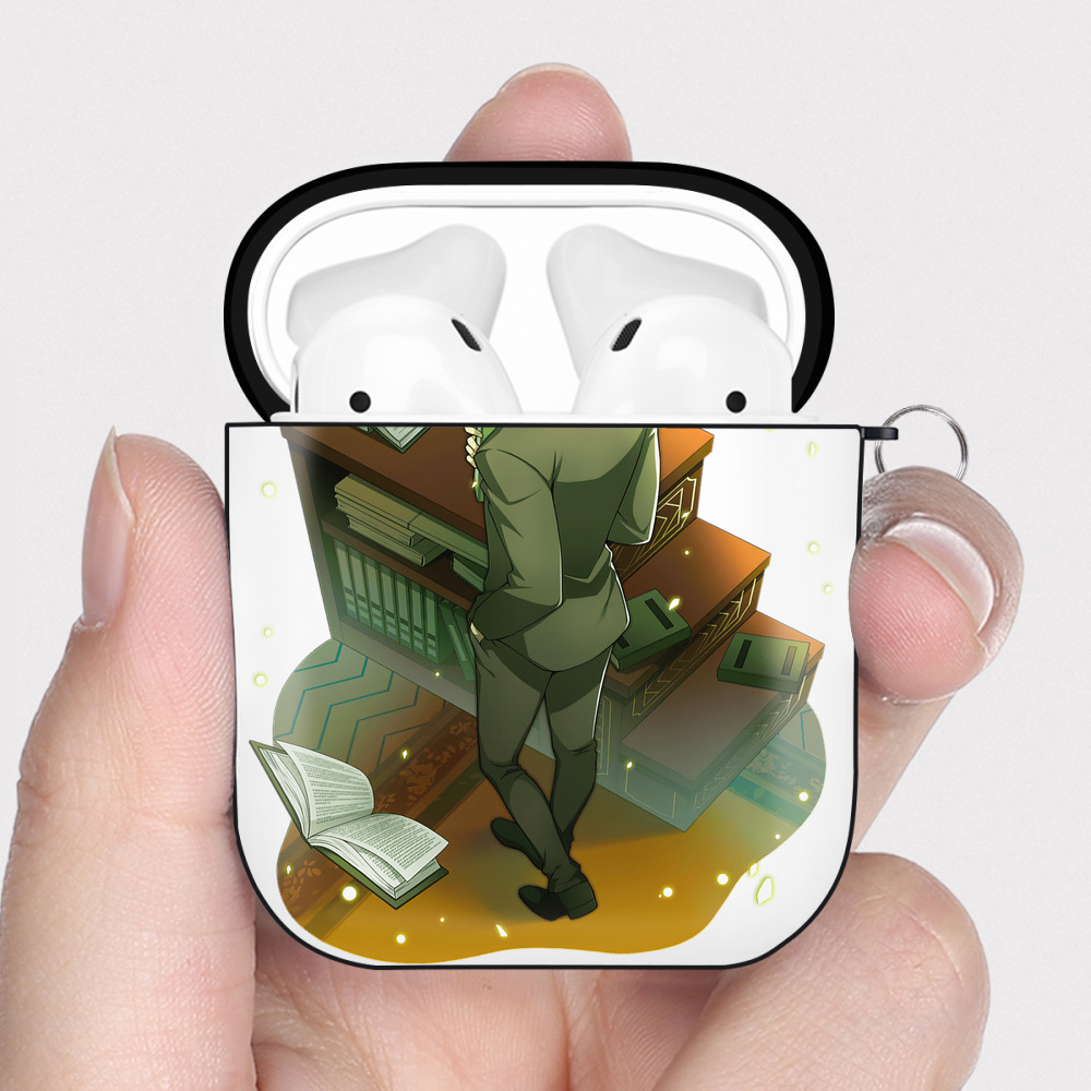 （画像用） 文豪ストレイドッグス Bungo Stray Dogs AirPods 第2世代保護ケース ハードシェル ブラック 耐衝撃・防指紋・カラビナ付き