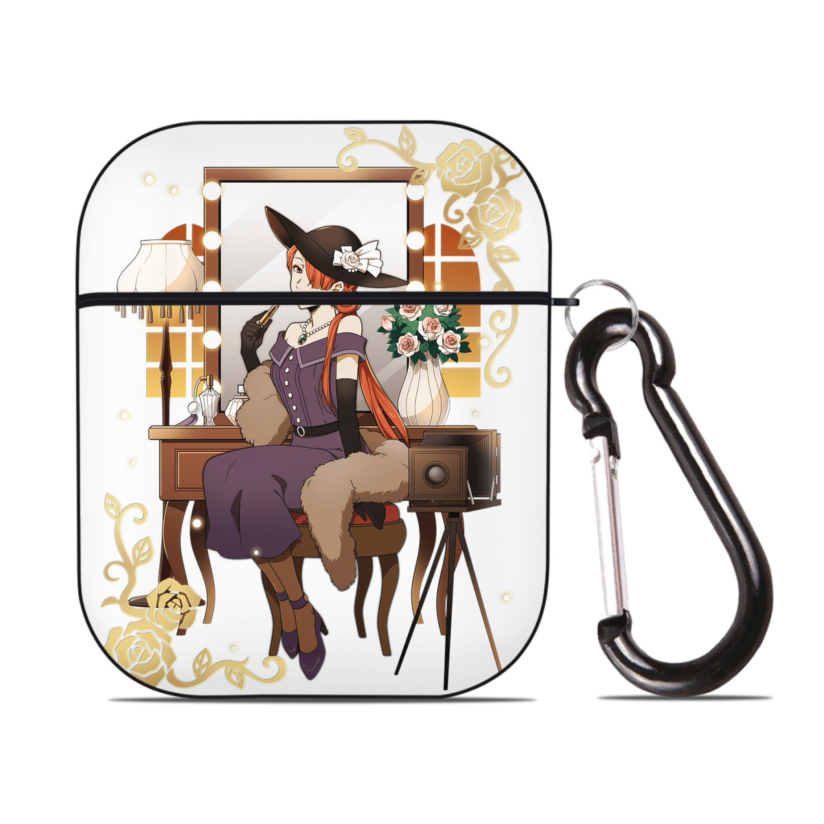（画像用） 文豪ストレイドッグス Bungo Stray Dogs AirPods 第2世代保護ケース ハードシェル ブラック 耐衝撃・防指紋・カラビナ付き