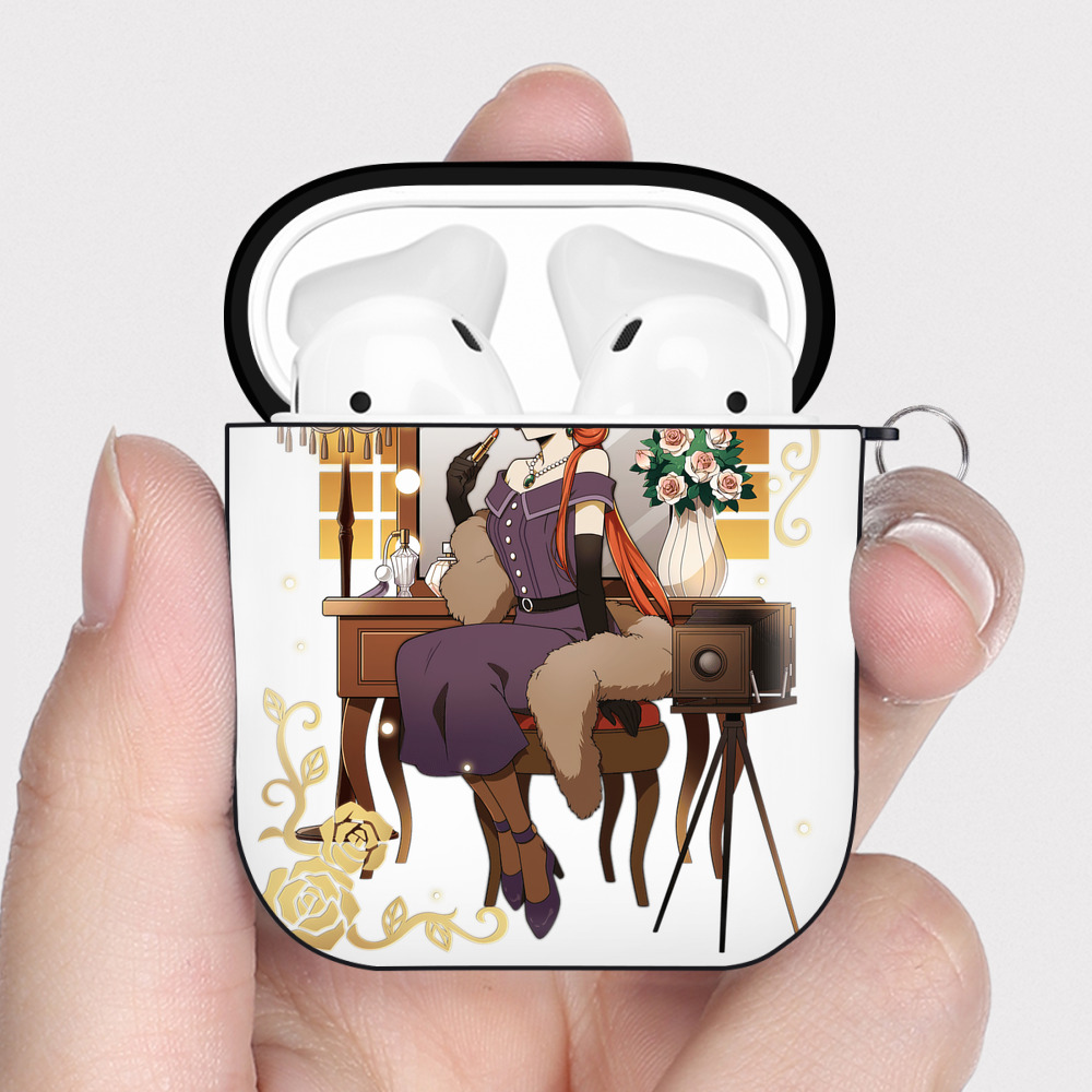 （画像用） 文豪ストレイドッグス Bungo Stray Dogs AirPods 第2世代保護ケース ハードシェル ブラック 耐衝撃・防指紋・カラビナ付き