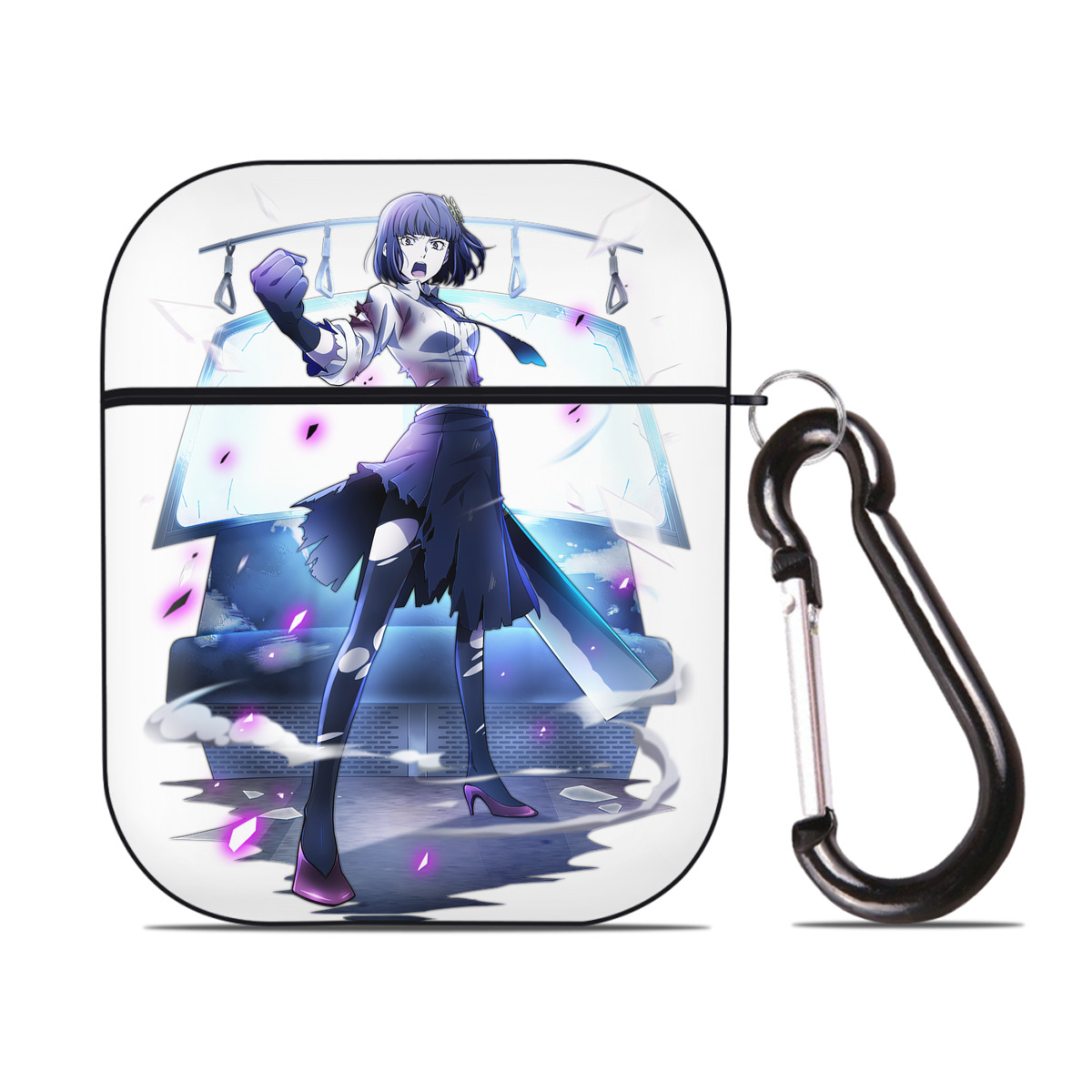 （画像用） 文豪ストレイドッグス Bungo Stray Dogs AirPods 第2世代保護ケース ハードシェル ブラック 耐衝撃・防指紋・カラビナ付き