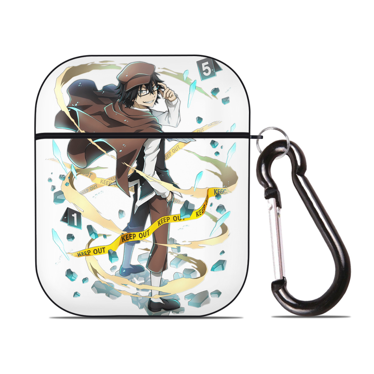 （画像用） 文豪ストレイドッグス Bungo Stray Dogs AirPods 第2世代保護ケース ハードシェル ブラック 耐衝撃・防指紋・カラビナ付き