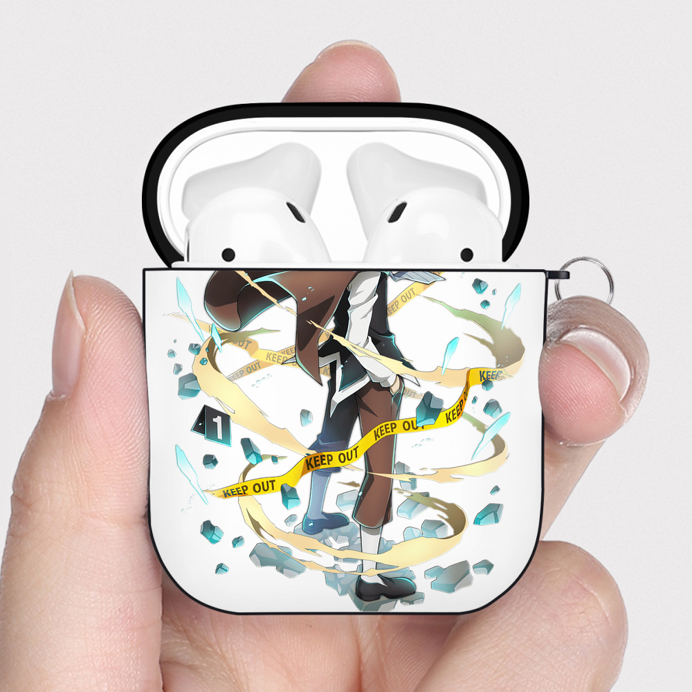 （画像用） 文豪ストレイドッグス Bungo Stray Dogs AirPods 第2世代保護ケース ハードシェル ブラック 耐衝撃・防指紋・カラビナ付き
