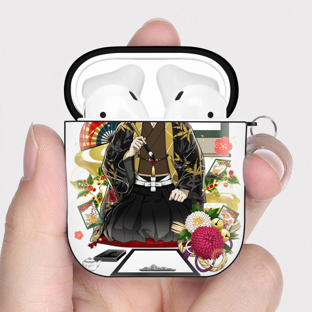 （画像用） 文豪ストレイドッグス Bungo Stray Dogs AirPods 第2世代保護ケース ハードシェル ブラック 耐衝撃・防指紋・カラビナ付き