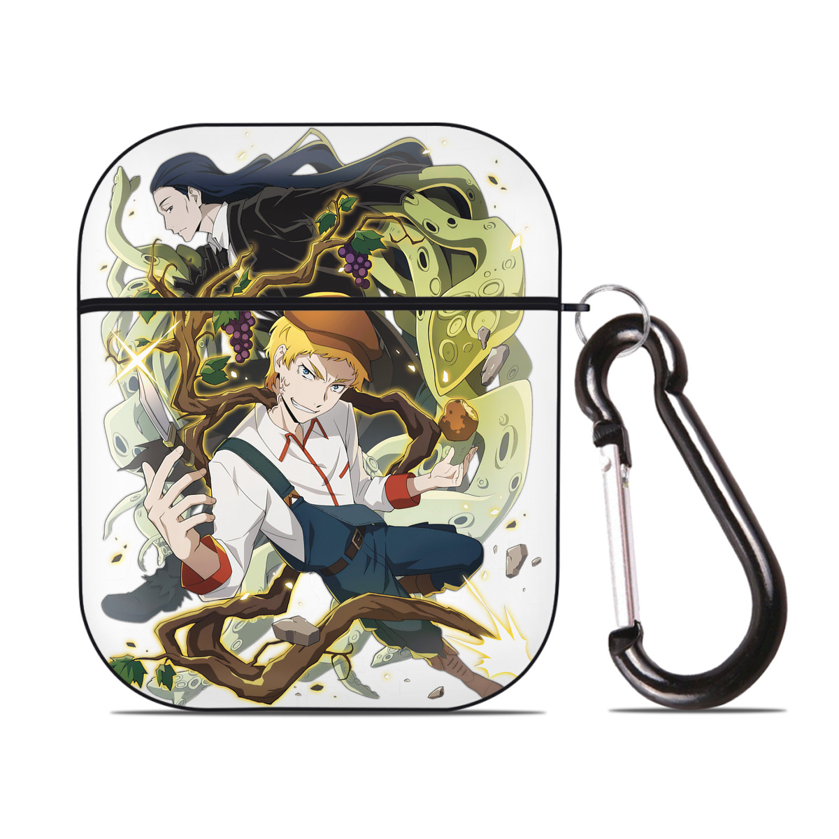 （画像用） 文豪ストレイドッグス Bungo Stray Dogs AirPods 第2世代保護ケース ハードシェル ブラック 耐衝撃・防指紋・カラビナ付き