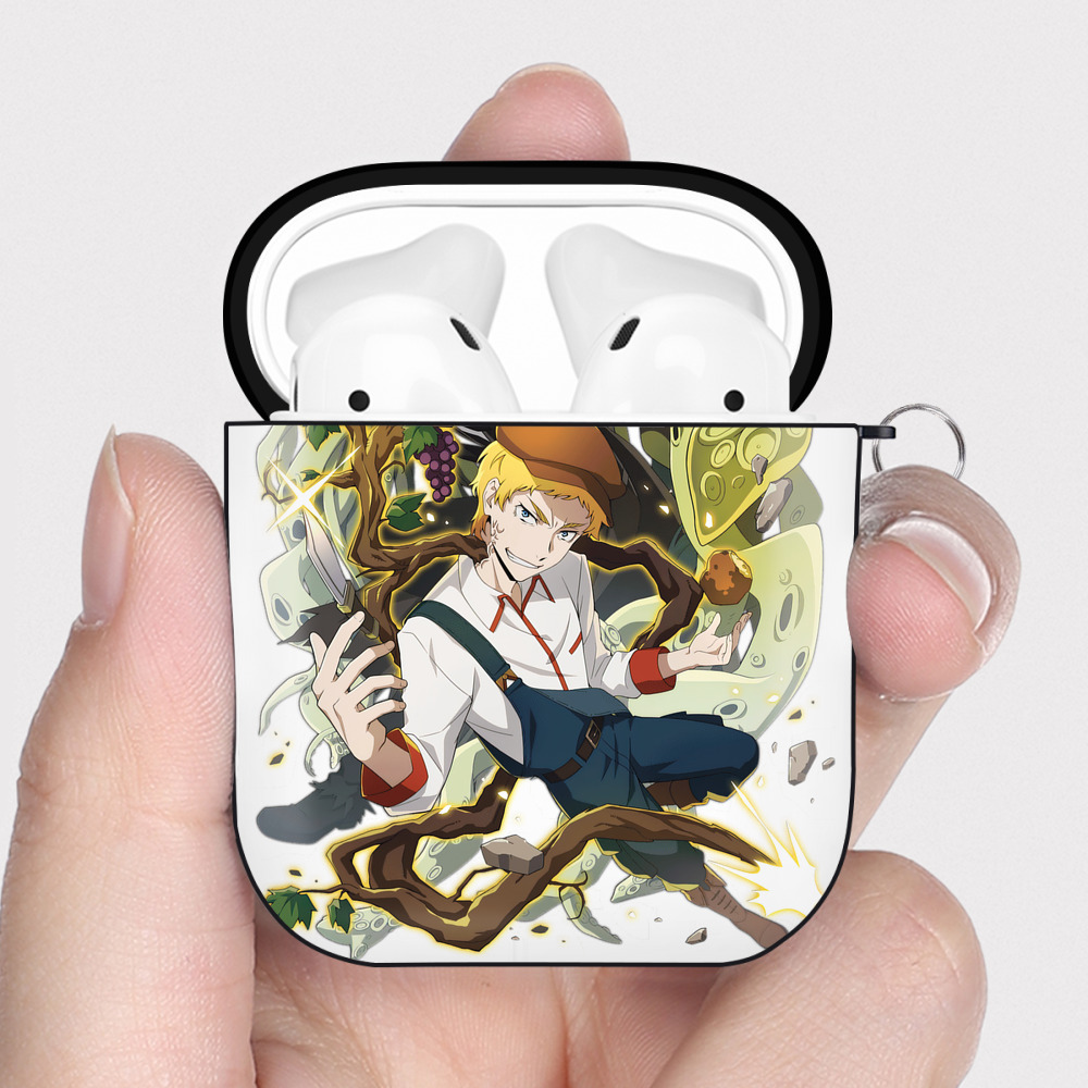 （画像用） 文豪ストレイドッグス Bungo Stray Dogs AirPods 第2世代保護ケース ハードシェル ブラック 耐衝撃・防指紋・カラビナ付き