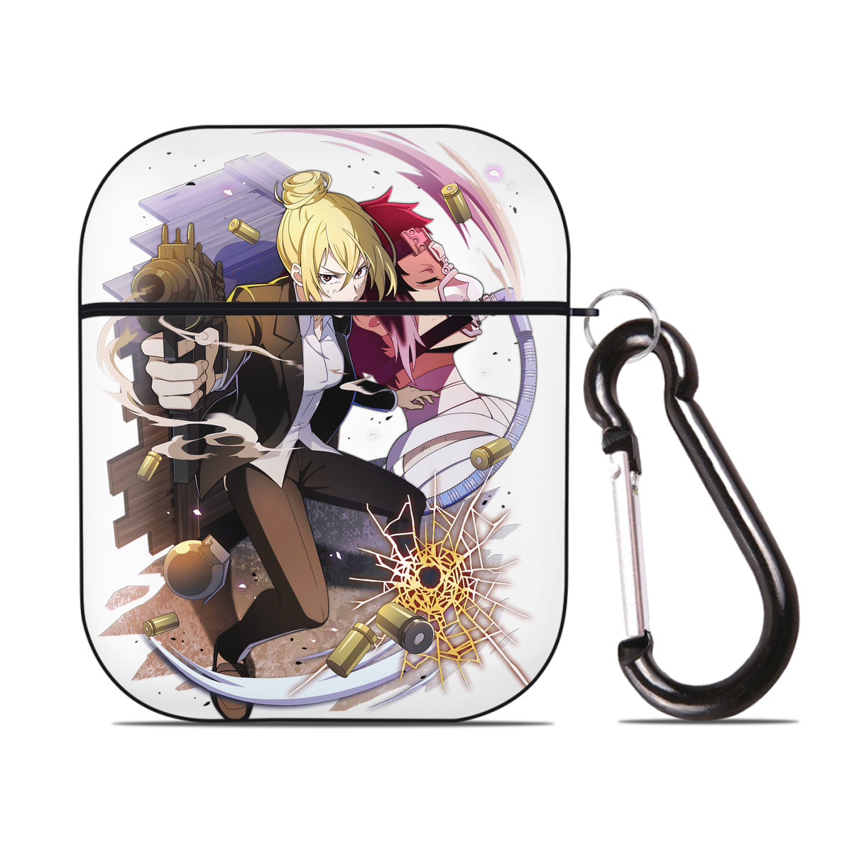 （画像用） 文豪ストレイドッグス Bungo Stray Dogs AirPods 第2世代保護ケース ハードシェル ブラック 耐衝撃・防指紋・カラビナ付き