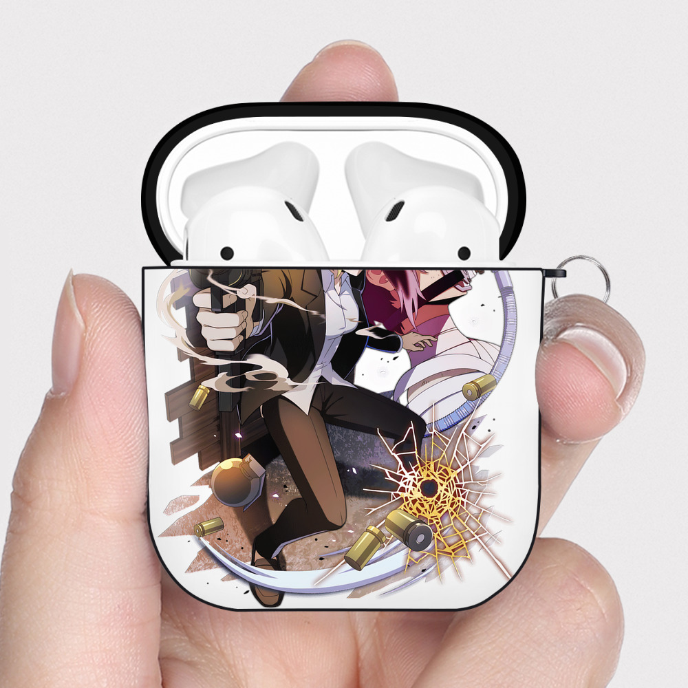 （画像用） 文豪ストレイドッグス Bungo Stray Dogs AirPods 第2世代保護ケース ハードシェル ブラック 耐衝撃・防指紋・カラビナ付き
