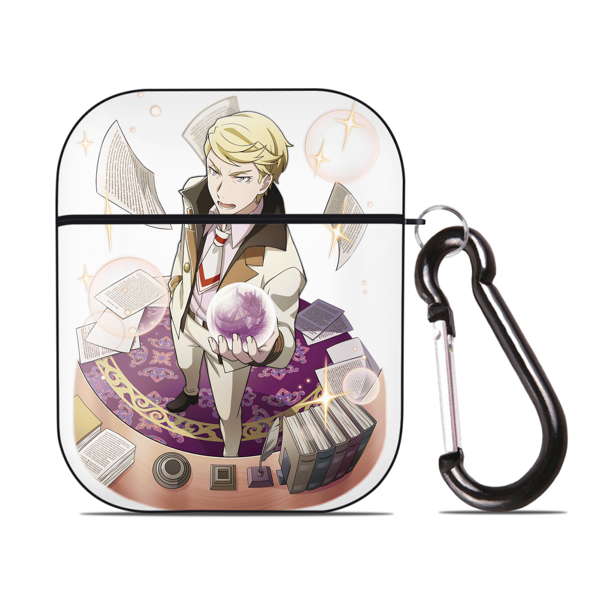 （画像用） 文豪ストレイドッグス Bungo Stray Dogs AirPods 第2世代保護ケース ハードシェル ブラック 耐衝撃・防指紋・カラビナ付き