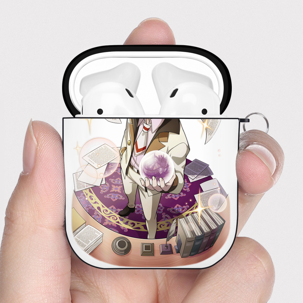 （画像用） 文豪ストレイドッグス Bungo Stray Dogs AirPods 第2世代保護ケース ハードシェル ブラック 耐衝撃・防指紋・カラビナ付き