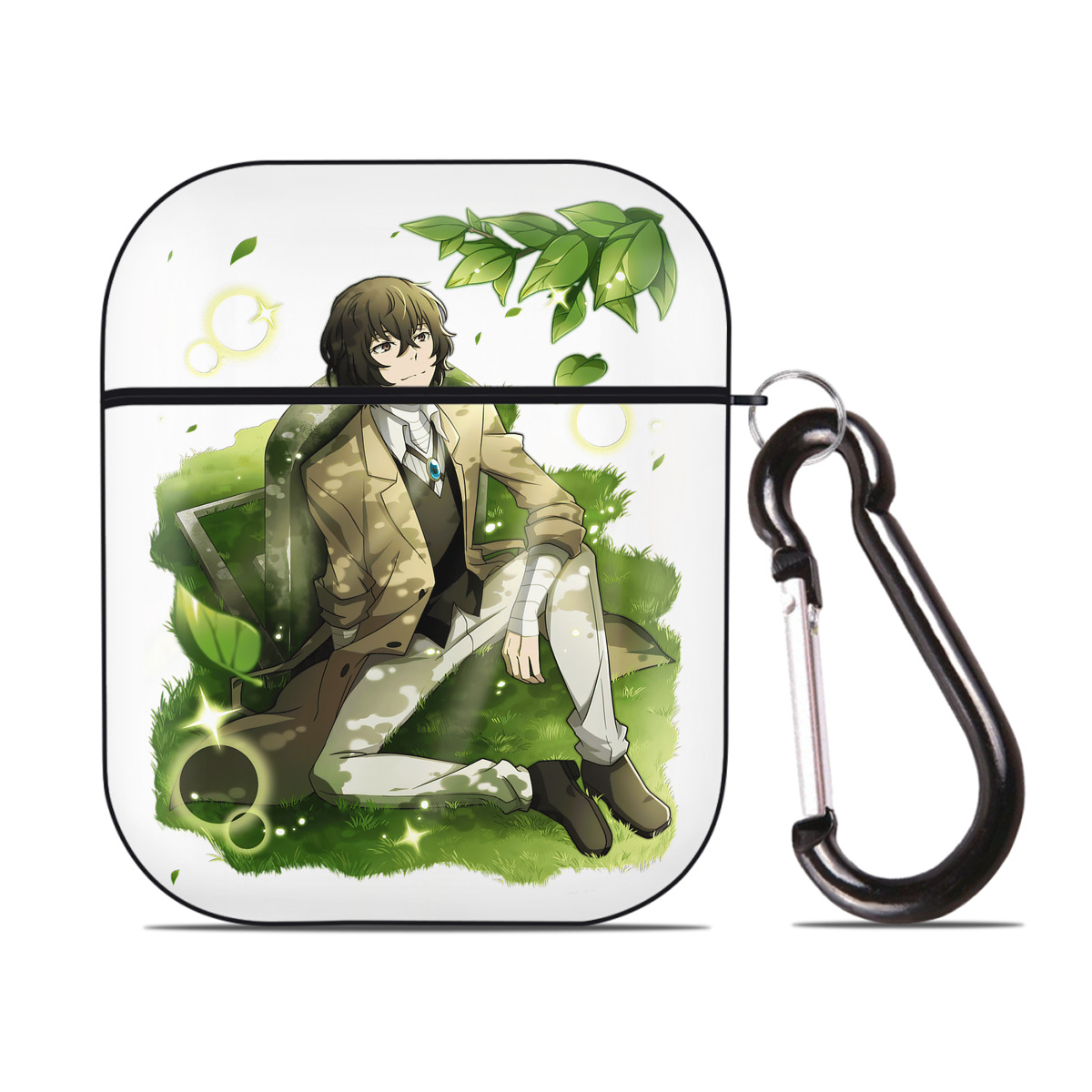 （画像用） 文豪ストレイドッグス Bungo Stray Dogs AirPods 第2世代保護ケース ハードシェル ブラック 耐衝撃・防指紋・カラビナ付き