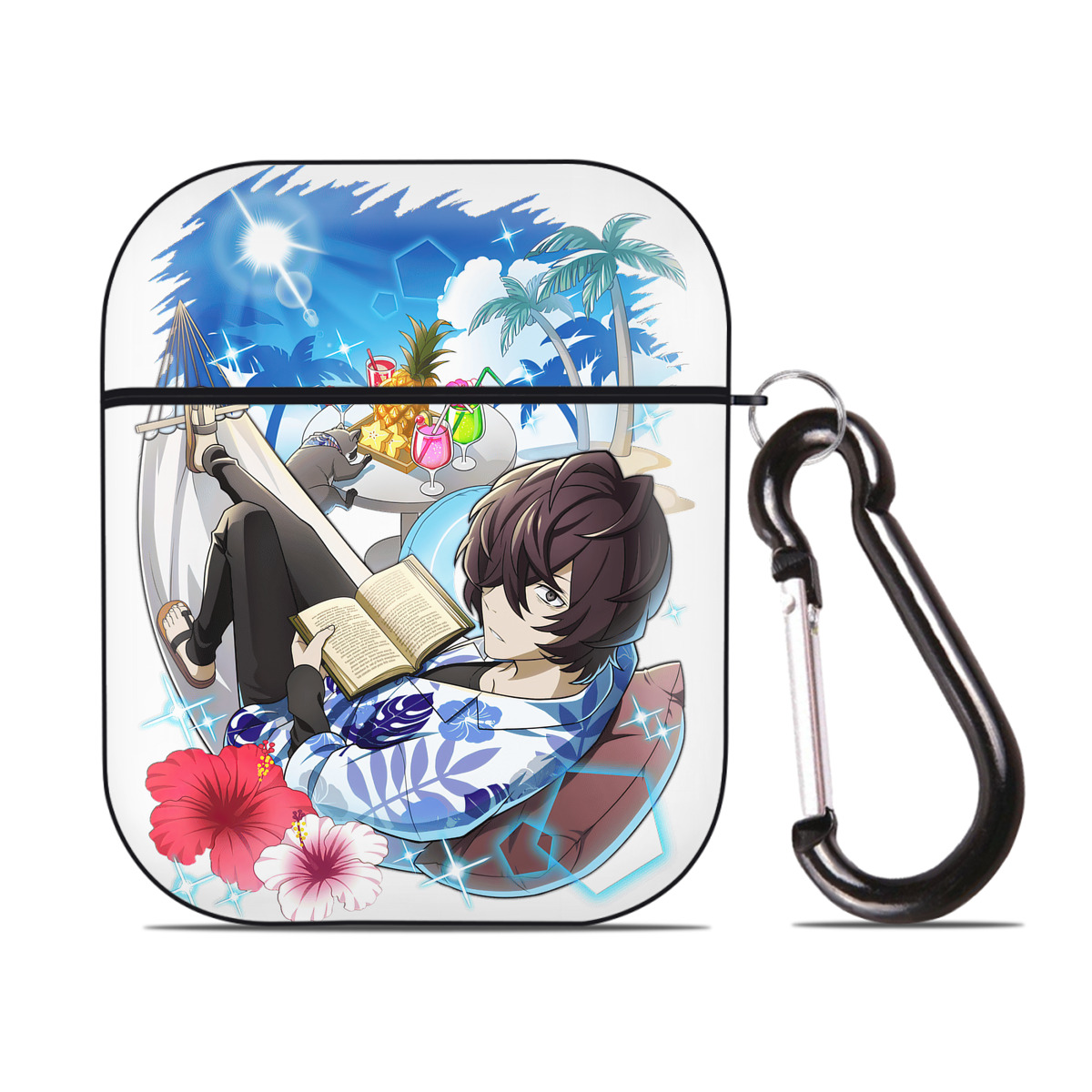 （画像用） 文豪ストレイドッグス Bungo Stray Dogs AirPods 第2世代保護ケース ハードシェル ブラック 耐衝撃・防指紋・カラビナ付き