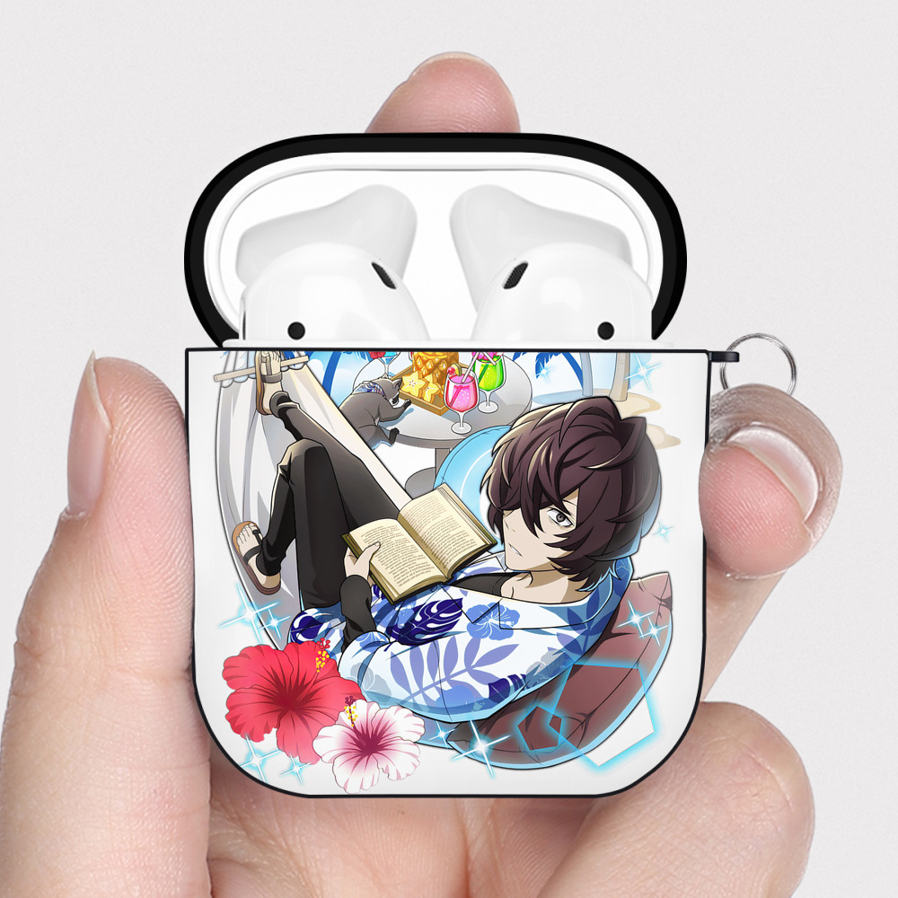 （画像用） 文豪ストレイドッグス Bungo Stray Dogs AirPods 第2世代保護ケース ハードシェル ブラック 耐衝撃・防指紋・カラビナ付き