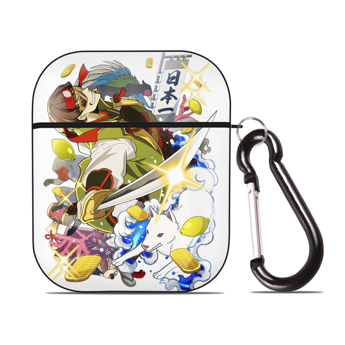 （画像用） 文豪ストレイドッグス Bungo Stray Dogs AirPods 第2世代保護ケース ハードシェル ブラック 耐衝撃・防指紋・カラビナ付き