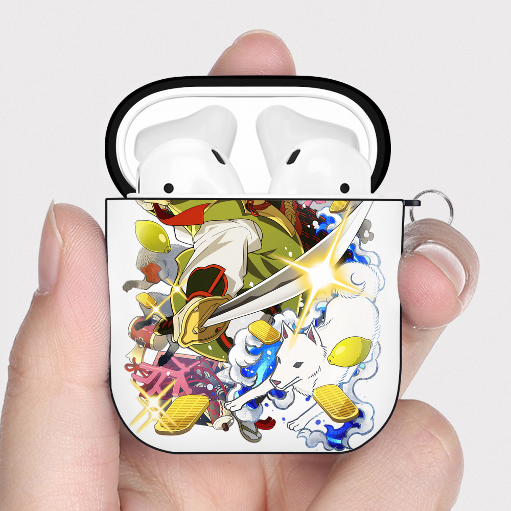 （画像用） 文豪ストレイドッグス Bungo Stray Dogs AirPods 第2世代保護ケース ハードシェル ブラック 耐衝撃・防指紋・カラビナ付き