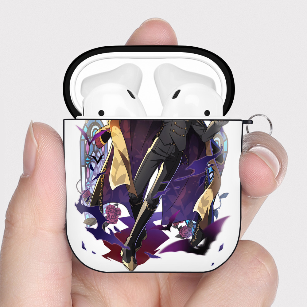 （画像用） 文豪ストレイドッグス Bungo Stray Dogs AirPods 第2世代保護ケース ハードシェル ブラック 耐衝撃・防指紋・カラビナ付き
