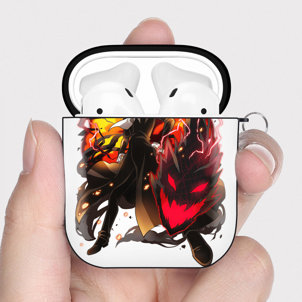 （画像用） 文豪ストレイドッグス Bungo Stray Dogs AirPods 第2世代保護ケース ハードシェル ブラック 耐衝撃・防指紋・カラビナ付き