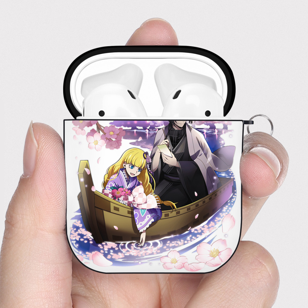 （画像用） 文豪ストレイドッグス Bungo Stray Dogs AirPods 第2世代保護ケース ハードシェル ブラック 耐衝撃・防指紋・カラビナ付き