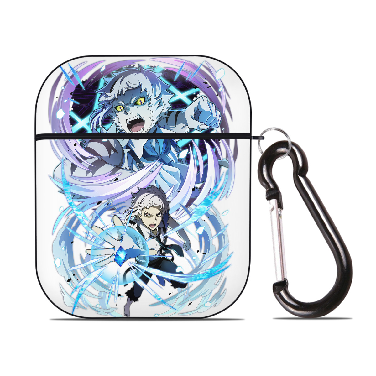 （画像用） 文豪ストレイドッグス Bungo Stray Dogs AirPods 第2世代保護ケース ハードシェル ブラック 耐衝撃・防指紋・カラビナ付き
