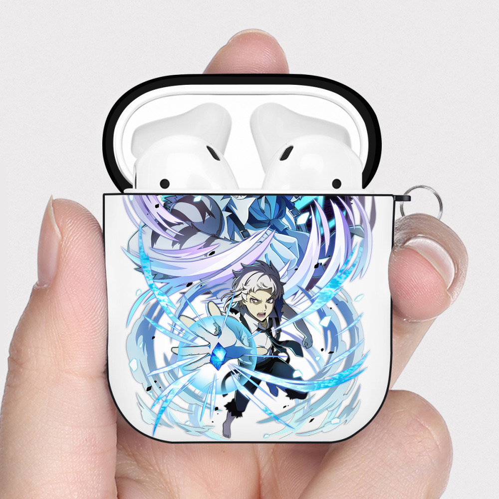 （画像用） 文豪ストレイドッグス Bungo Stray Dogs AirPods 第2世代保護ケース ハードシェル ブラック 耐衝撃・防指紋・カラビナ付き