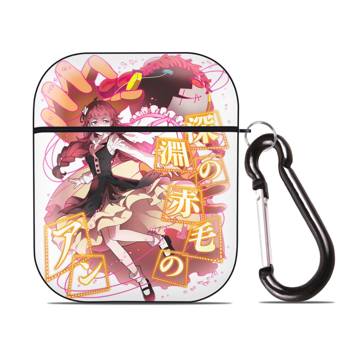 （画像用） 文豪ストレイドッグス Bungo Stray Dogs AirPods 第2世代保護ケース ハードシェル ブラック 耐衝撃・防指紋・カラビナ付き