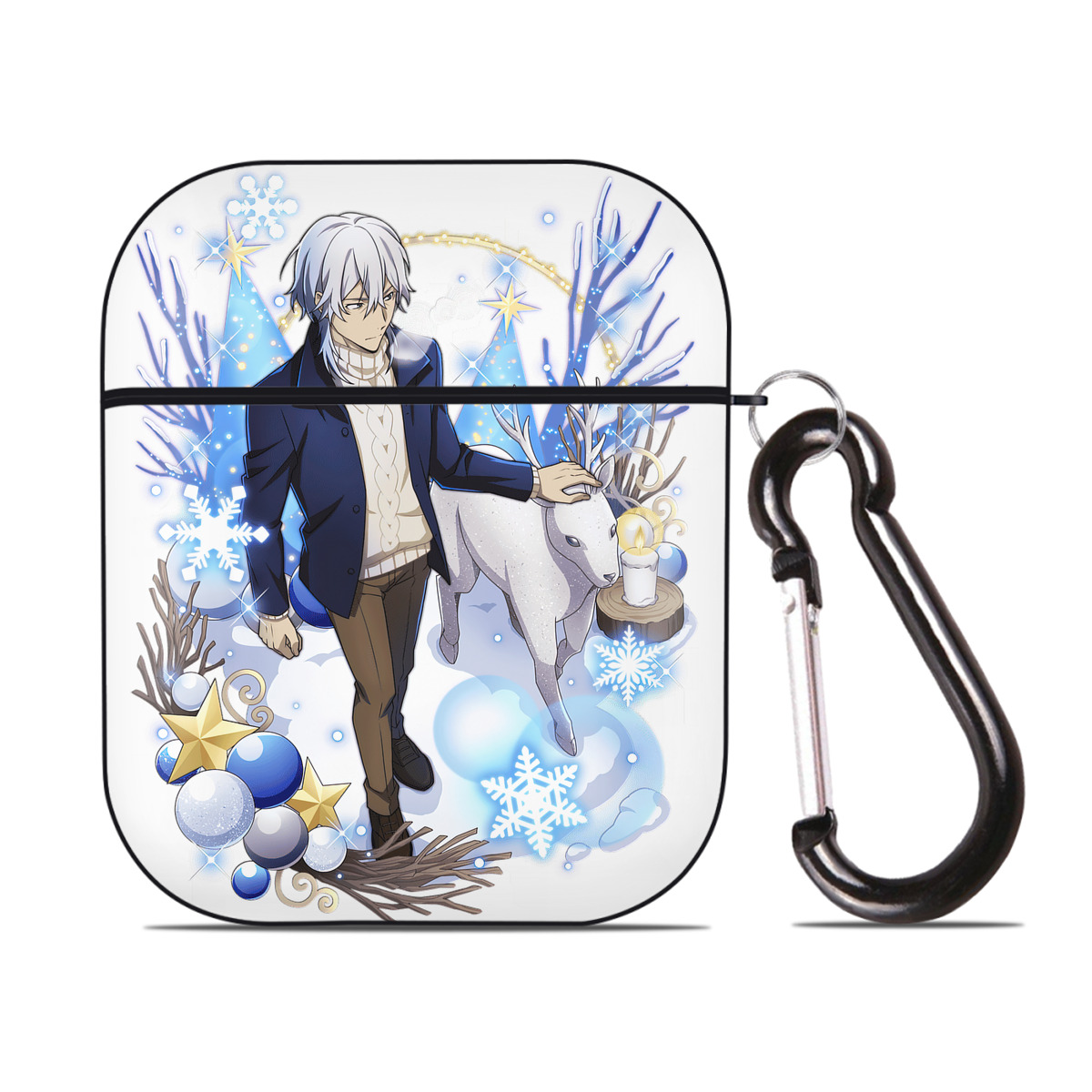 （画像用） 文豪ストレイドッグス Bungo Stray Dogs AirPods 第2世代保護ケース ハードシェル ブラック 耐衝撃・防指紋・カラビナ付き