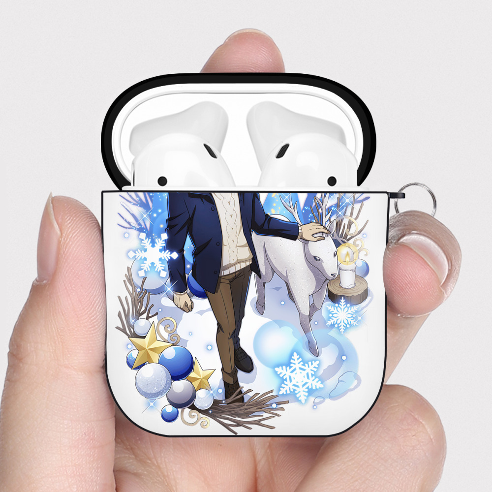 （画像用） 文豪ストレイドッグス Bungo Stray Dogs AirPods 第2世代保護ケース ハードシェル ブラック 耐衝撃・防指紋・カラビナ付き