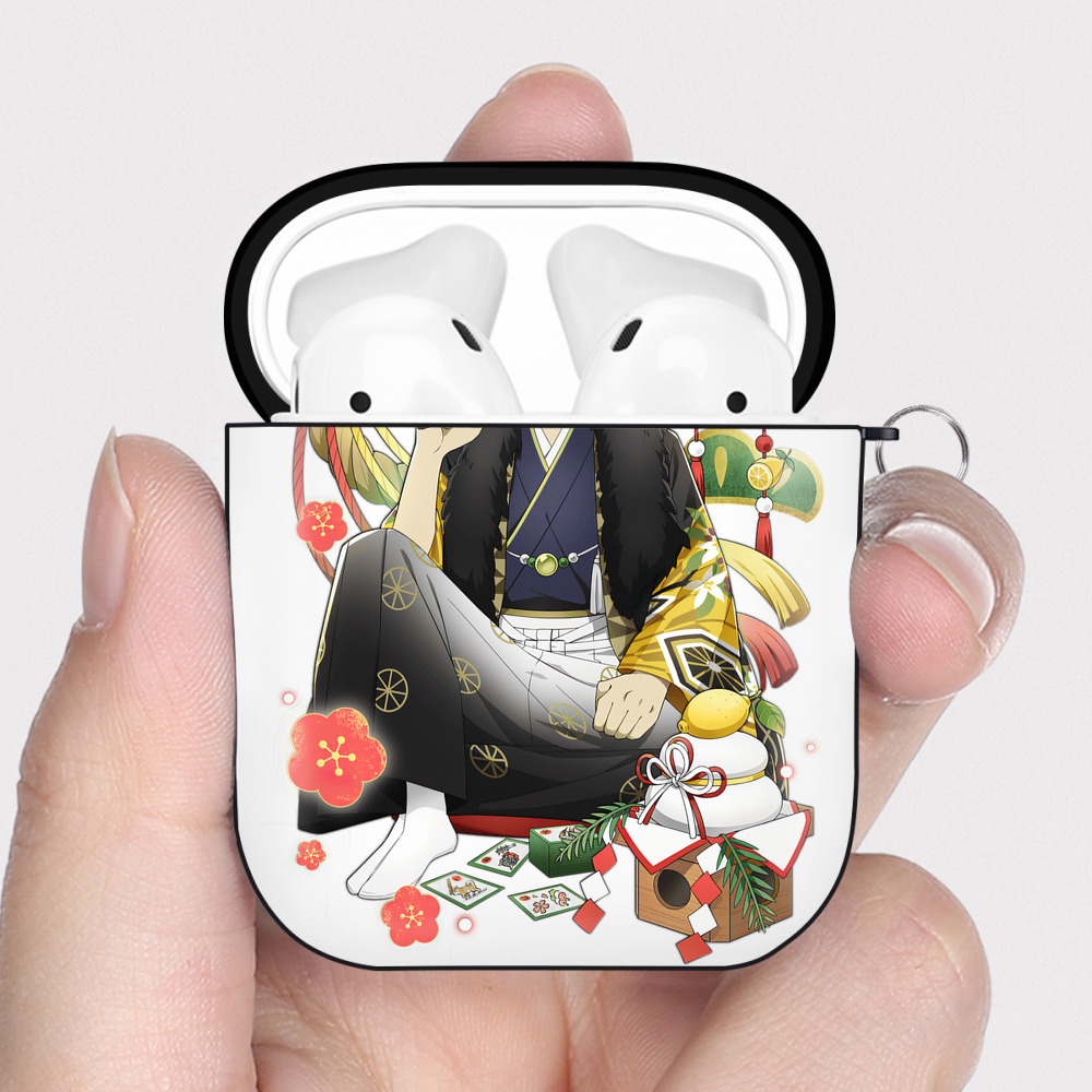 （画像用） 文豪ストレイドッグス Bungo Stray Dogs AirPods 第2世代保護ケース ハードシェル ブラック 耐衝撃・防指紋・カラビナ付き