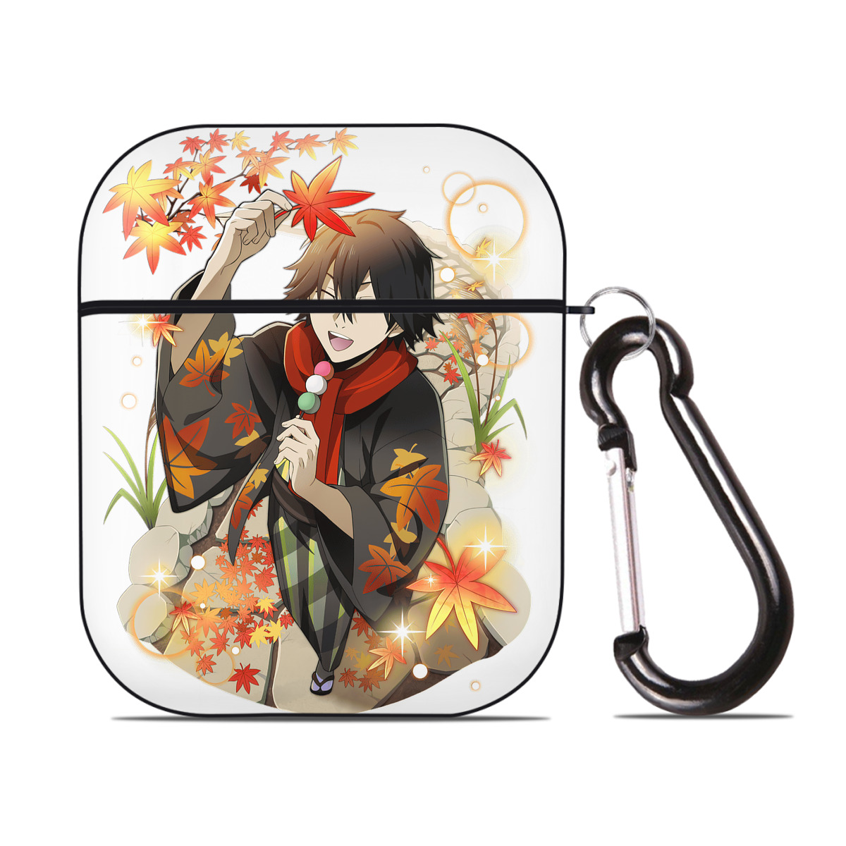 （画像用） 文豪ストレイドッグス Bungo Stray Dogs AirPods 第2世代保護ケース ハードシェル ブラック 耐衝撃・防指紋・カラビナ付き