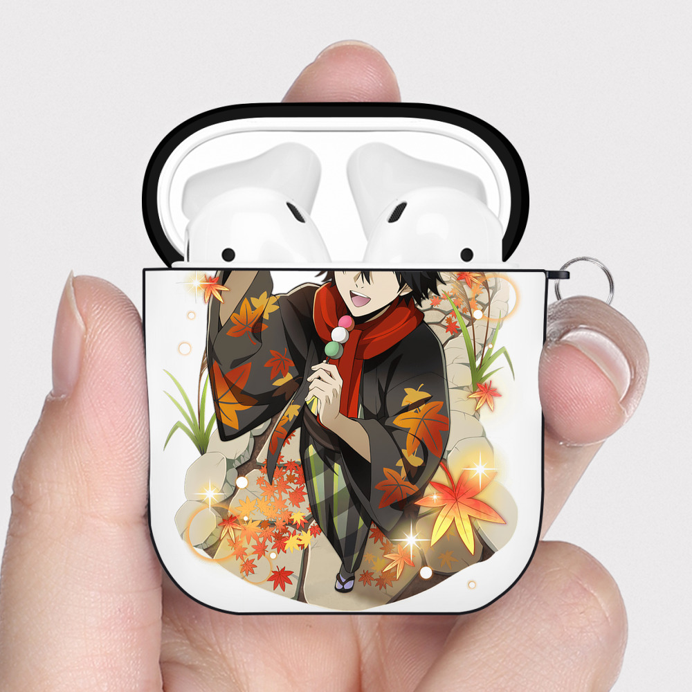 （画像用） 文豪ストレイドッグス Bungo Stray Dogs AirPods 第2世代保護ケース ハードシェル ブラック 耐衝撃・防指紋・カラビナ付き