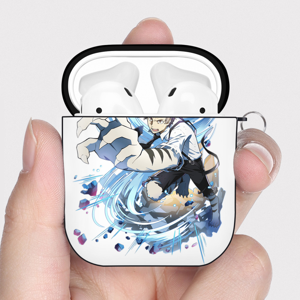 （画像用） 文豪ストレイドッグス Bungo Stray Dogs AirPods 第2世代保護ケース ハードシェル ブラック 耐衝撃・防指紋・カラビナ付き