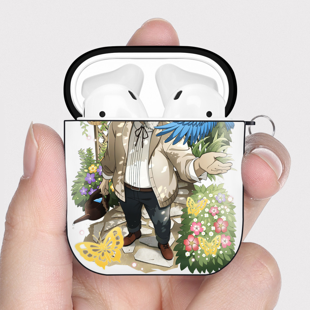 （画像用） 文豪ストレイドッグス Bungo Stray Dogs AirPods 第2世代保護ケース ハードシェル ブラック 耐衝撃・防指紋・カラビナ付き