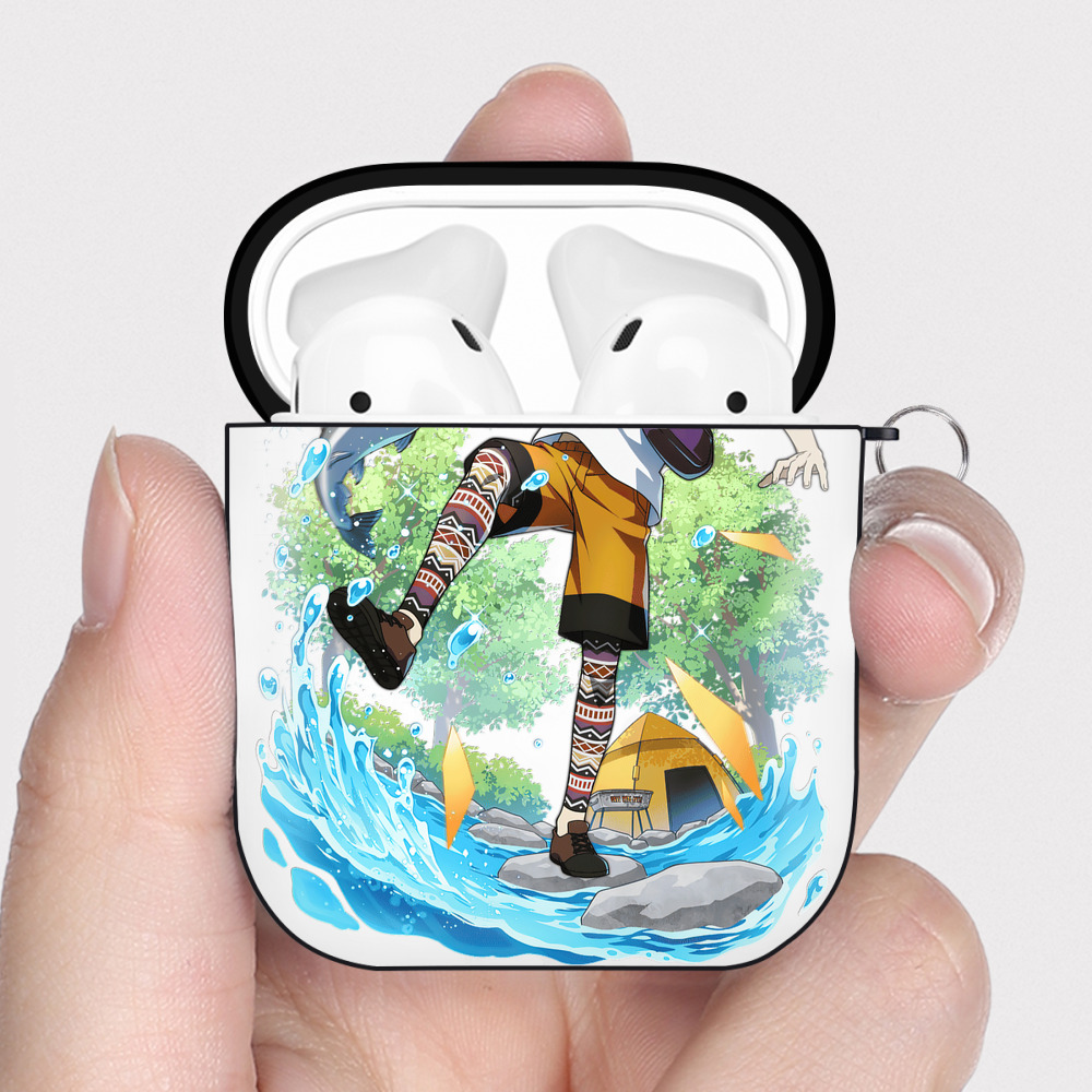 （画像用） 文豪ストレイドッグス Bungo Stray Dogs AirPods 第2世代保護ケース ハードシェル ブラック 耐衝撃・防指紋・カラビナ付き