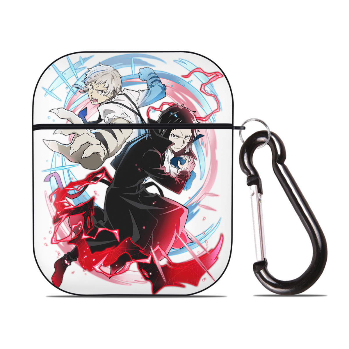 （画像用） 文豪ストレイドッグス Bungo Stray Dogs AirPods 第2世代保護ケース ハードシェル ブラック 耐衝撃・防指紋・カラビナ付き
