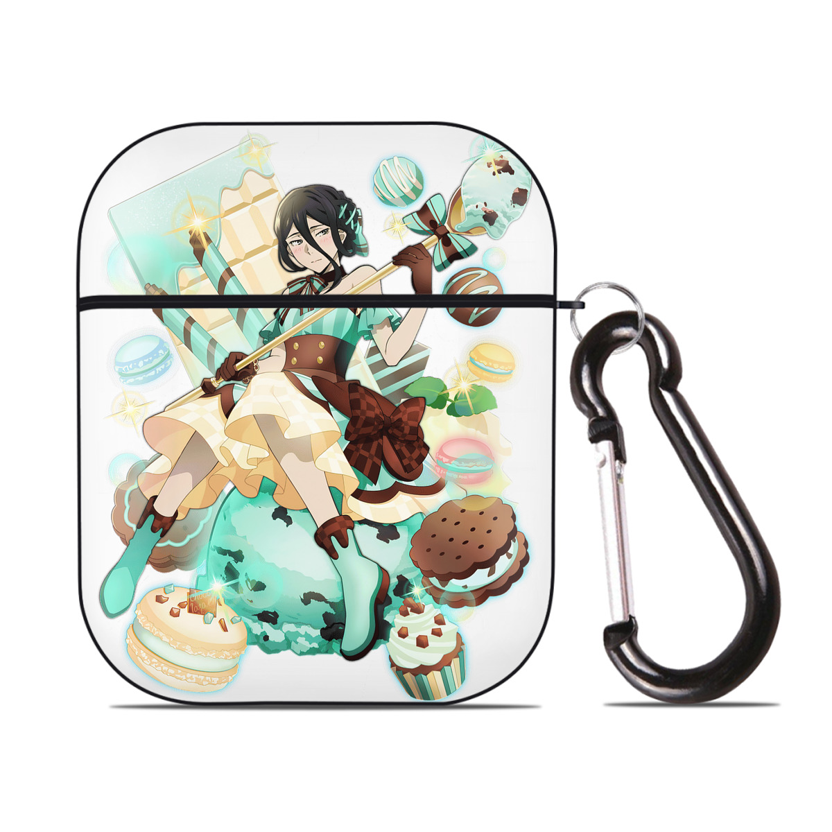 （画像用） 文豪ストレイドッグス Bungo Stray Dogs AirPods 第2世代保護ケース ハードシェル ブラック 耐衝撃・防指紋・カラビナ付き