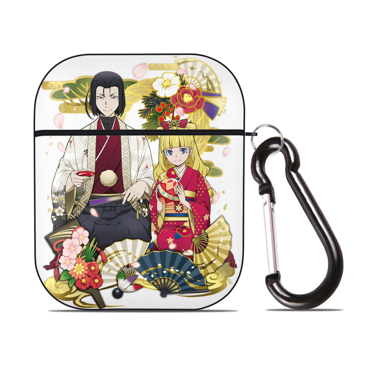 （画像用） 文豪ストレイドッグス Bungo Stray Dogs AirPods 第2世代保護ケース ハードシェル ブラック 耐衝撃・防指紋・カラビナ付き