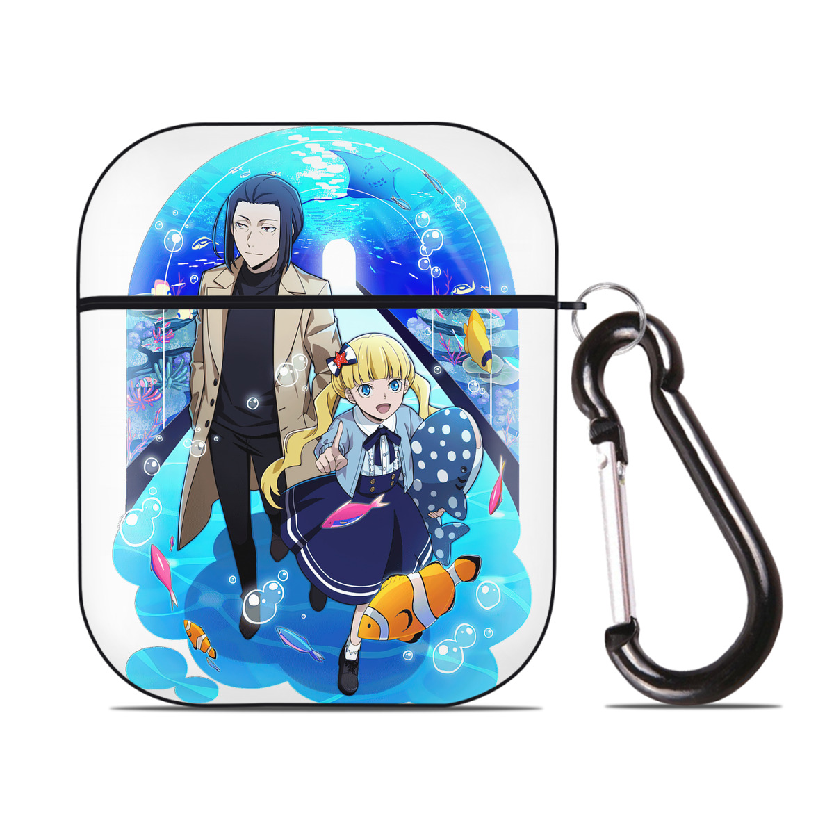 （画像用） 文豪ストレイドッグス Bungo Stray Dogs AirPods 第2世代保護ケース ハードシェル ブラック 耐衝撃・防指紋・カラビナ付き
