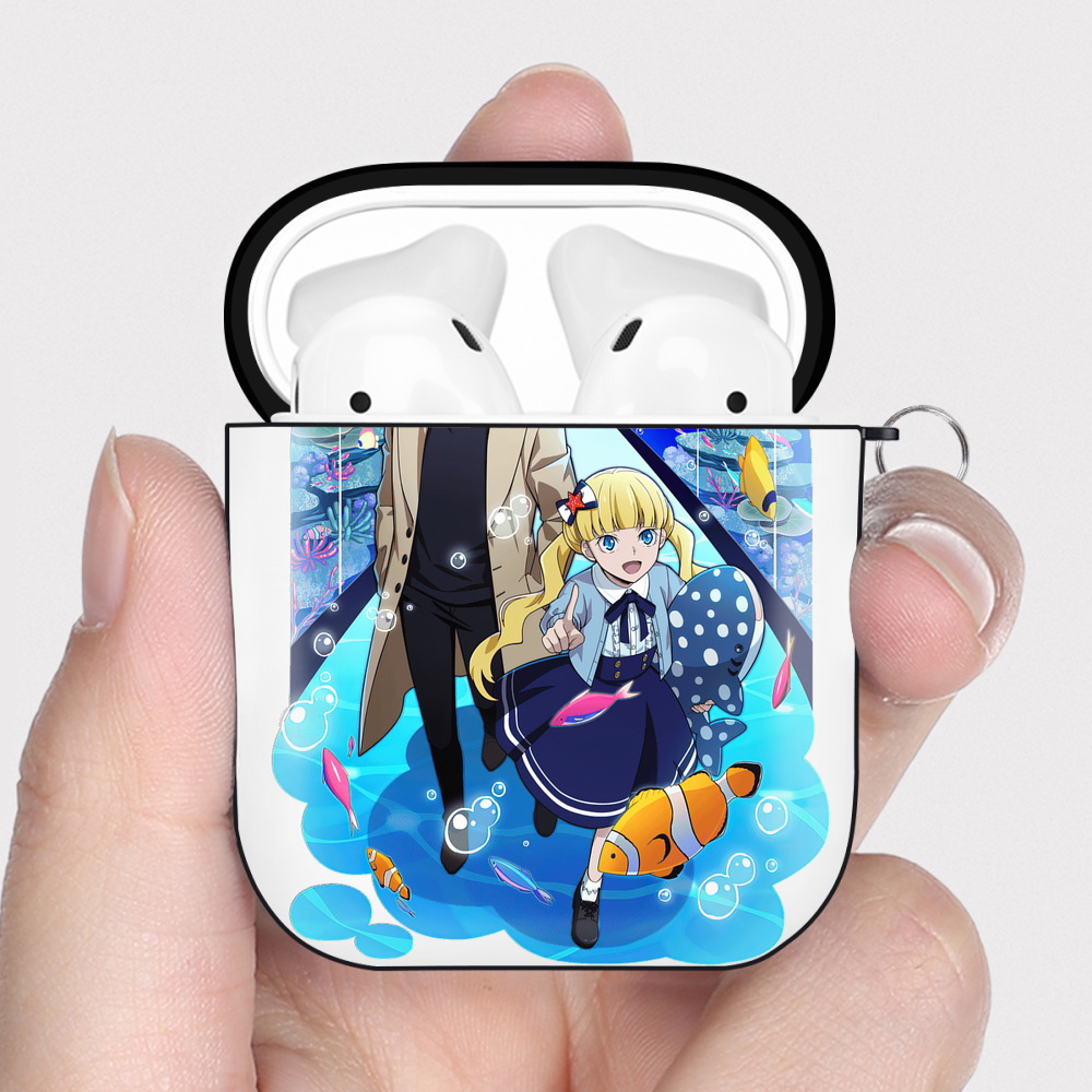 （画像用） 文豪ストレイドッグス Bungo Stray Dogs AirPods 第2世代保護ケース ハードシェル ブラック 耐衝撃・防指紋・カラビナ付き
