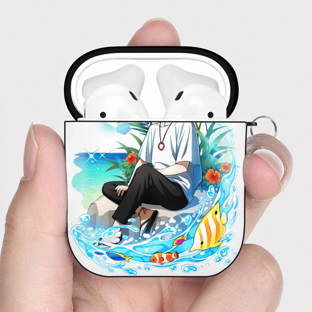 （画像用） 文豪ストレイドッグス Bungo Stray Dogs AirPods 第2世代保護ケース ハードシェル ブラック 耐衝撃・防指紋・カラビナ付き