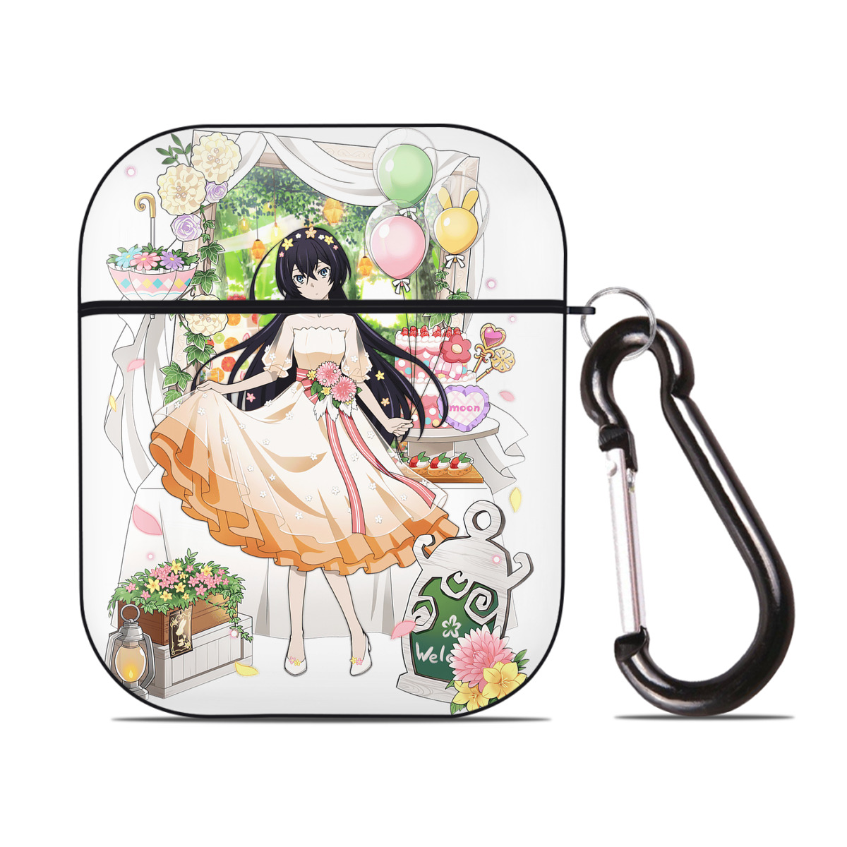 （画像用） 文豪ストレイドッグス Bungo Stray Dogs AirPods 第2世代保護ケース ハードシェル ブラック 耐衝撃・防指紋・カラビナ付き