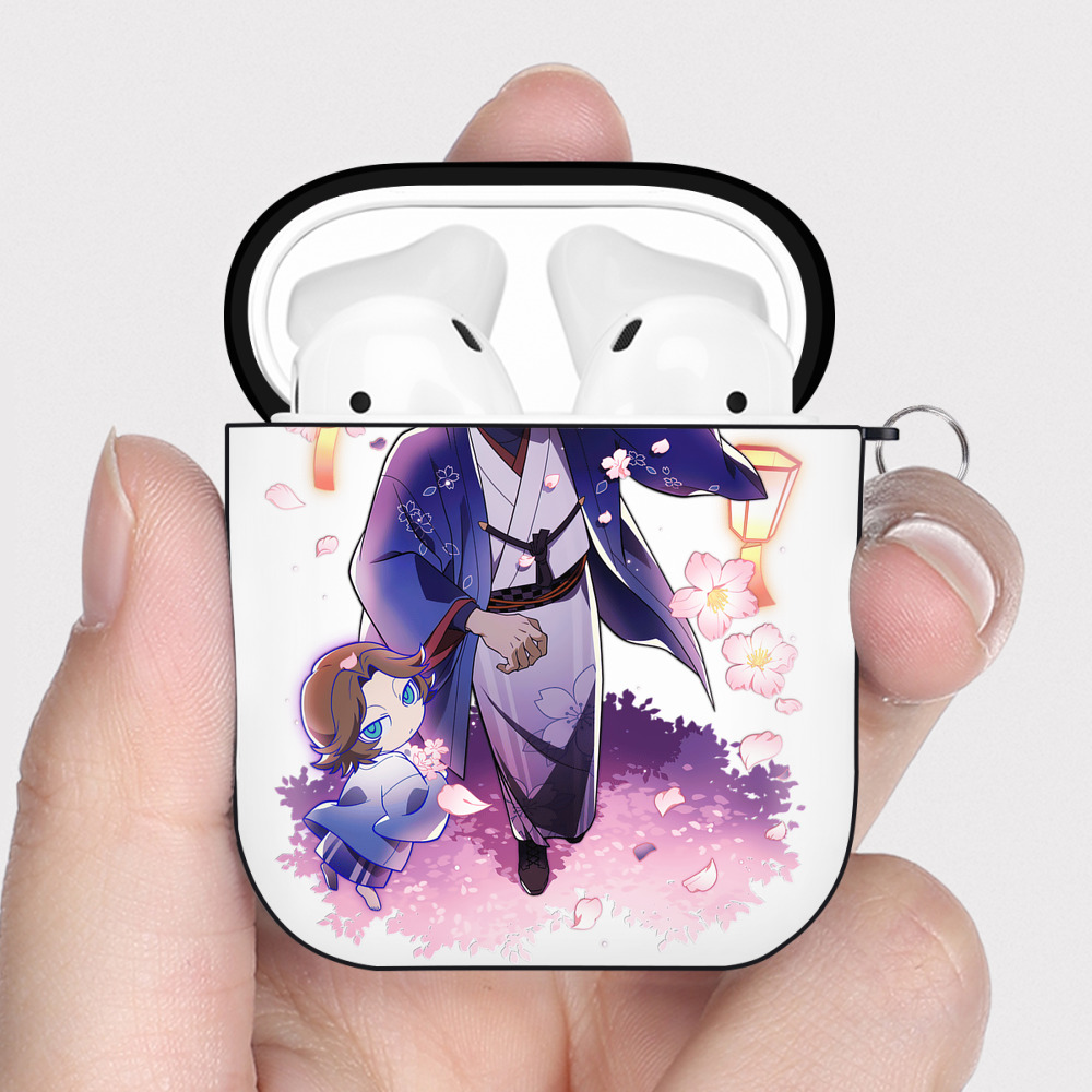 （画像用） 文豪ストレイドッグス Bungo Stray Dogs AirPods 第2世代保護ケース ハードシェル ブラック 耐衝撃・防指紋・カラビナ付き