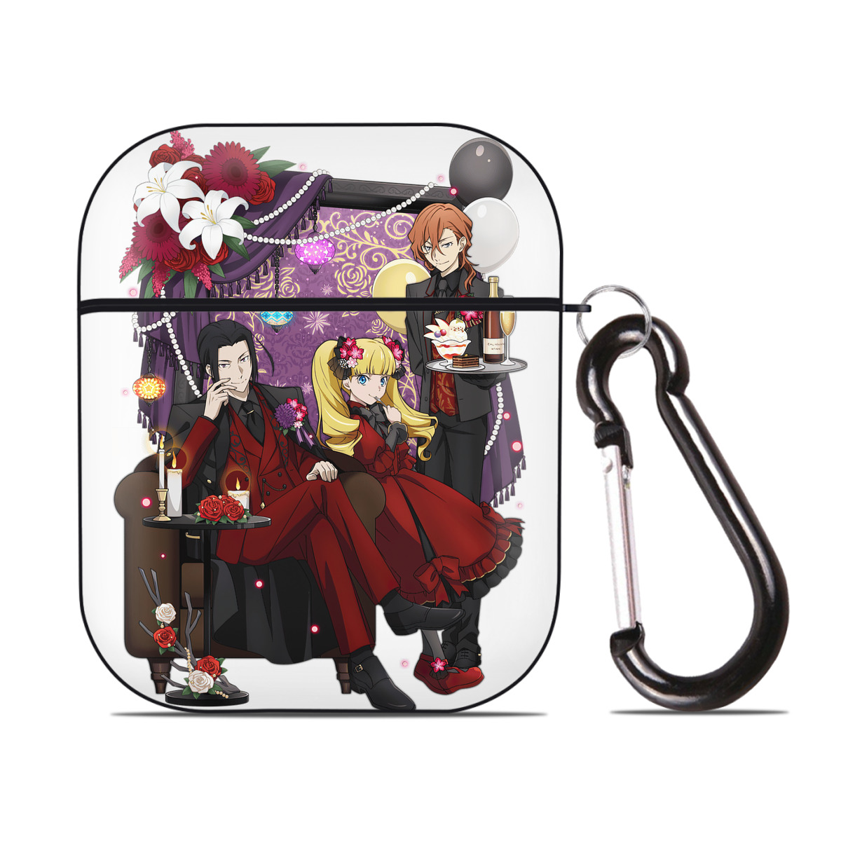（画像用） 文豪ストレイドッグス Bungo Stray Dogs AirPods 第2世代保護ケース ハードシェル ブラック 耐衝撃・防指紋・カラビナ付き